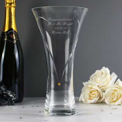 Personalised Hand Cut Gold Diamante Heart Vase Vases Everything Personal
