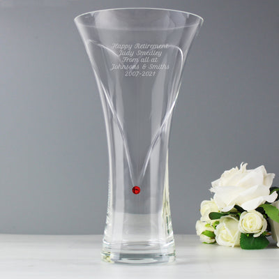 Personalised Hand Cut Ruby Diamante Heart Vase Vases Everything Personal