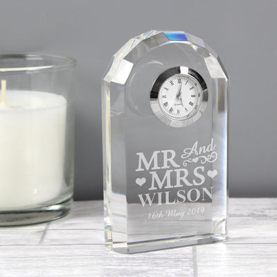 Personalised Mr & Mrs Crystal Clock Clocks & Watches Everything Personal