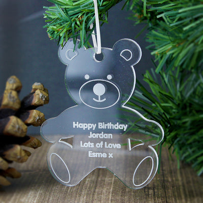 Personalised Acrylic Teddy Bear Decoration Christmas Decorations Everything Personal
