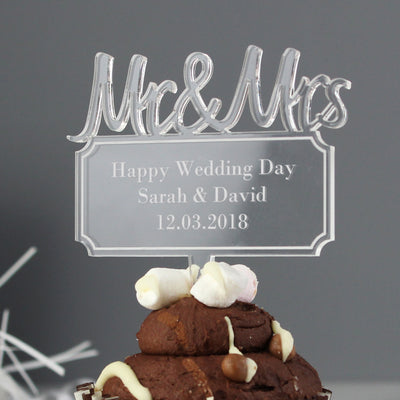 Personalised Mr & Mrs Plaque Acrylic Cake Topper Kitchen, Baking & Dining Gifts Everything Personal