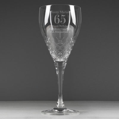 Personalised Big Age Cut Crystal Wine Glass Glasses & Barware Everything Personal