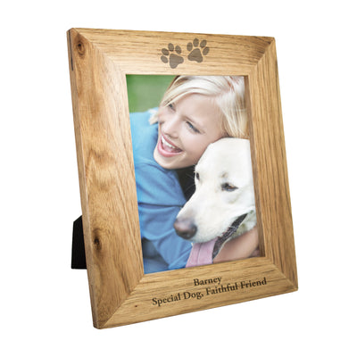 Personalised Paw Prints 5x7 Wooden Photo Frame Photo Frames, Albums and Guestbooks Everything Personal