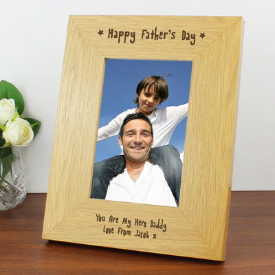 Personalised Oak Finish 4x6 Happy Fathers Day Photo Frame Photo Frames, Albums and Guestbooks Everything Personal