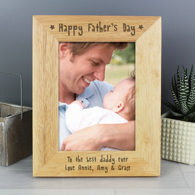Personalised Happy Father's Day 5x7 Wooden Photo Frame Photo Frames, Albums and Guestbooks Everything Personal