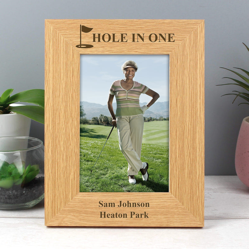 Personalised Oak Finish 6x4 Golf Photo Frame Photo Frames, Albums and Guestbooks Everything Personal