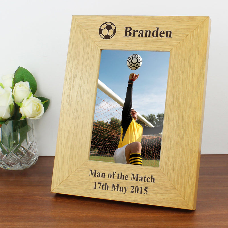 Personalised Oak Finish 4x6 Football Photo Frame Photo Frames, Albums and Guestbooks Everything Personal