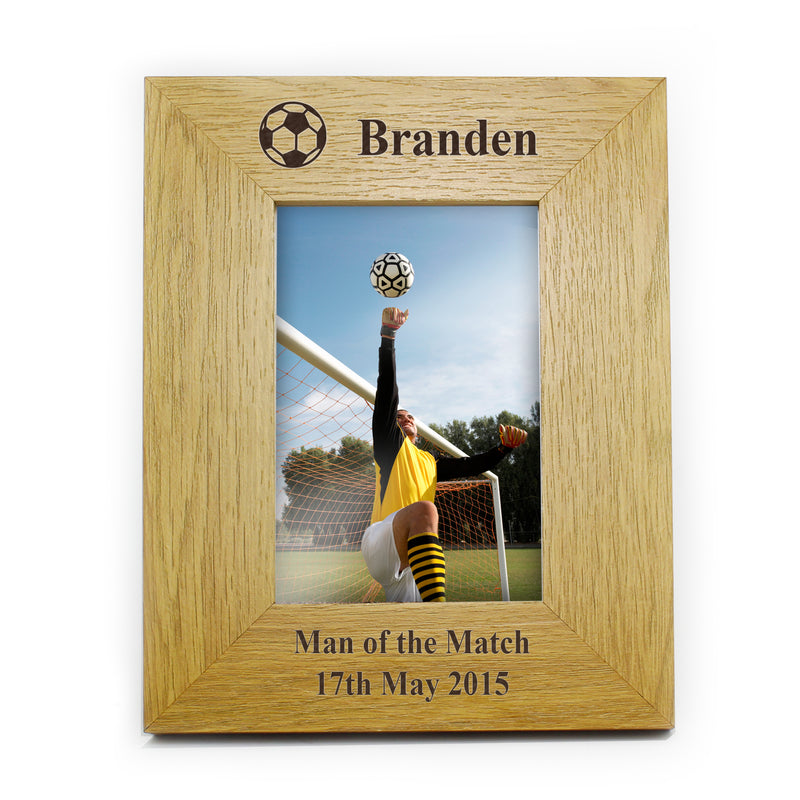 Personalised Oak Finish 4x6 Football Photo Frame Photo Frames, Albums and Guestbooks Everything Personal