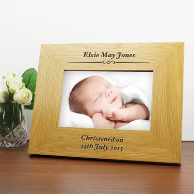 Personalised Formal 6x4 Landscape Oak Finish Photo Frame Photo Frames, Albums and Guestbooks Everything Personal