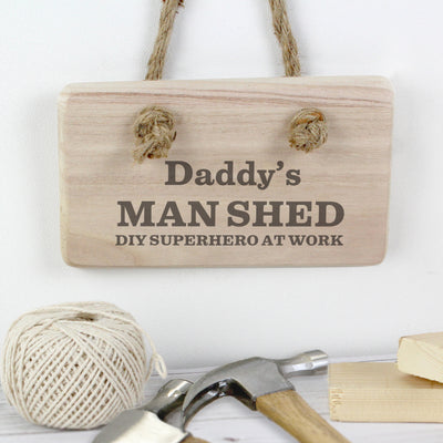 Personalised Man At Work Wooden Sign Hanging Decorations & Signs Everything Personal