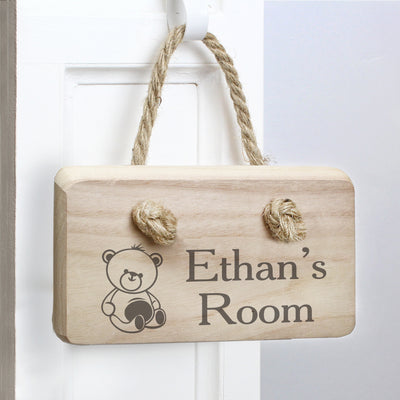 Personalised Teddy Wooden Sign Hanging Decorations & Signs Everything Personal