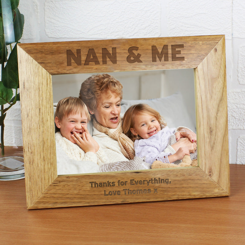 Personalised Nan & Me 7x5 Landscape Wooden Photo Frame Photo Frames, Albums and Guestbooks Everything Personal