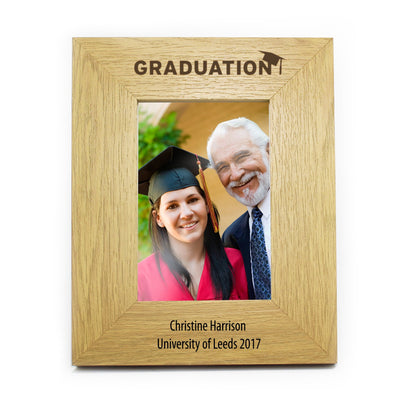 Personalised Graduation 4x6 Oak Finish Photo Frame Photo Frames, Albums and Guestbooks Everything Personal