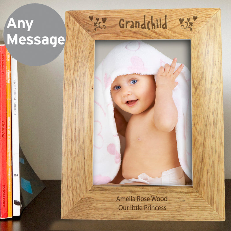 Personalised Grandchild 5x7 Wooden Photo Frame Photo Frames, Albums and Guestbooks Everything Personal