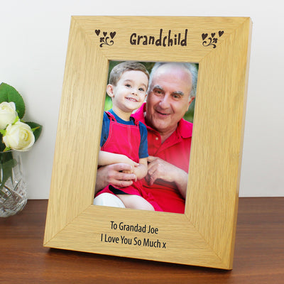 Personalised Oak Finish 4x6 Grandchild Photo Frame Photo Frames, Albums and Guestbooks Everything Personal
