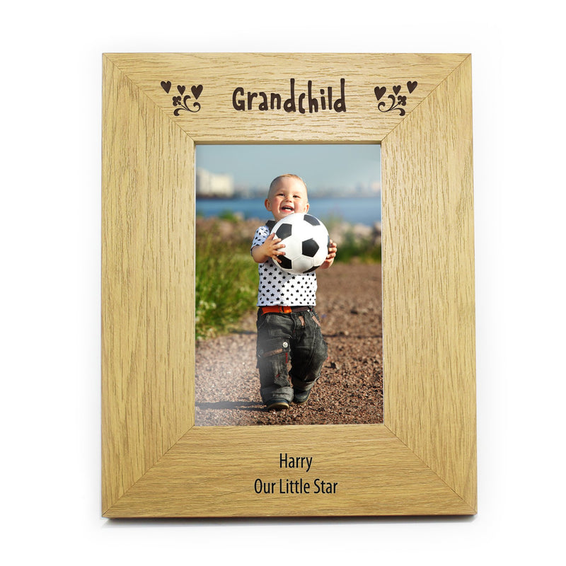 Personalised Oak Finish 4x6 Grandchild Photo Frame Photo Frames, Albums and Guestbooks Everything Personal