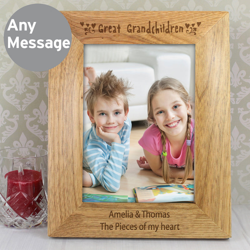 Personalised Great Grandchilden 5x7 Wooden Photo Frame Photo Frames, Albums and Guestbooks Everything Personal