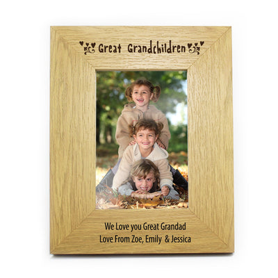 Personalised Great Grandchildren 4x6 Oak Finish Photo Frame Photo Frames, Albums and Guestbooks Everything Personal