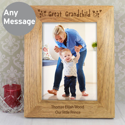 Personalised Great Grandchild 5x7 Wooden Photo Frame Photo Frames, Albums and Guestbooks Everything Personal