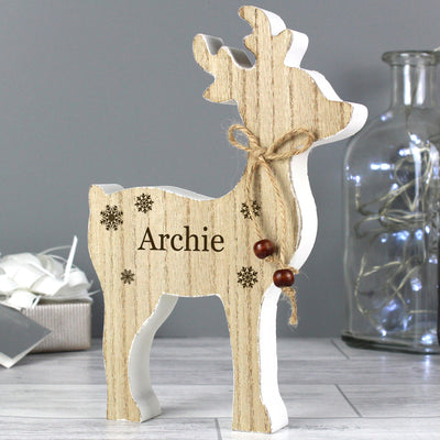 Personalised Rustic Wooden Reindeer Decoration Christmas Decorations Everything Personal