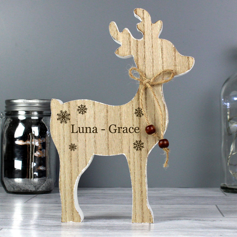 Personalised Rustic Wooden Reindeer Decoration Christmas Decorations Everything Personal