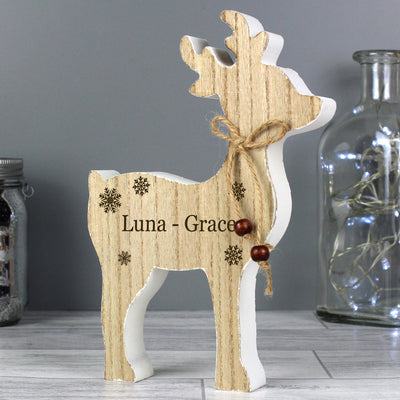Personalised Rustic Wooden Reindeer Decoration Christmas Decorations Everything Personal
