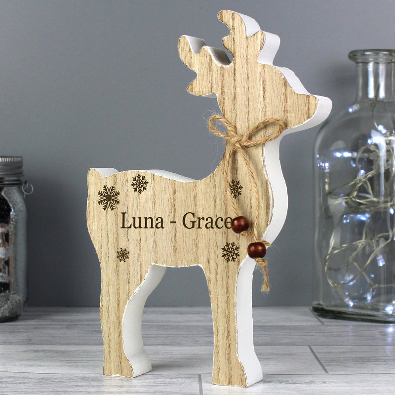 Personalised Rustic Wooden Reindeer Decoration Christmas Decorations Everything Personal