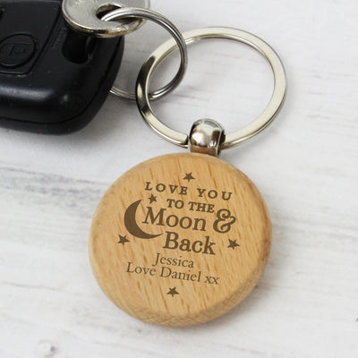 Personalised Moon & Back Wooden Keyring Keepsakes Everything Personal