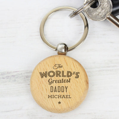 Personalised 'The World's Greatest' Wooden Keyring Keepsakes Everything Personal