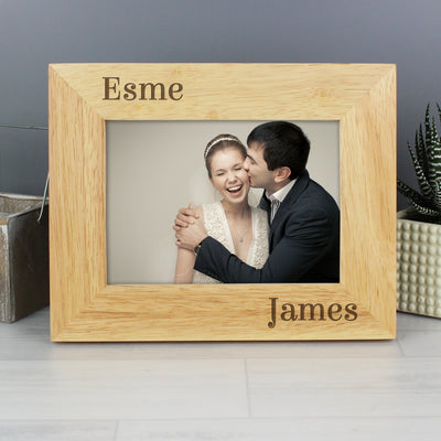 Personalised Couples 6x4 Oak Finish Photo Frame Photo Frames, Albums and Guestbooks Everything Personal
