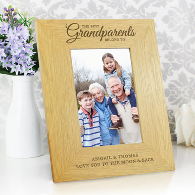 Personalised ""The Best Grandparents"" 4x6 Oak Finish Photo Frame Photo Frames, Albums and Guestbooks Everything Personal