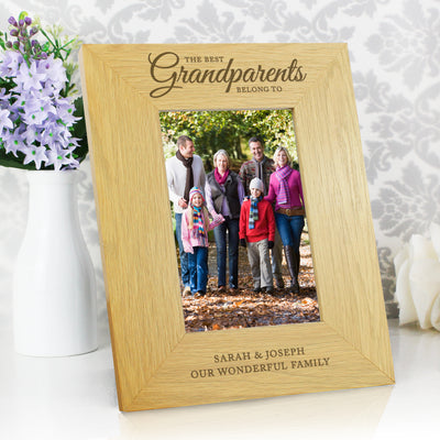 Personalised ""The Best Grandparents"" 4x6 Oak Finish Photo Frame Photo Frames, Albums and Guestbooks Everything Personal