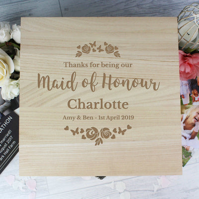Personalised 'Floral Watercolour' Wedding Wooden Keepsake Box Trinket, Jewellery & Keepsake Boxes Everything Personal