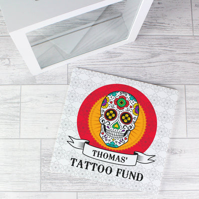 Personalised Sugar Skull Tattoo Fund and Keepsake Box Trinket, Jewellery & Keepsake Boxes Everything Personal