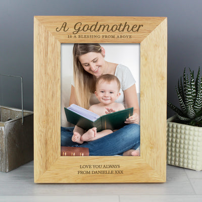 Personalised Godmother 5x7 Wooden Photo Frame Photo Frames, Albums and Guestbooks Everything Personal