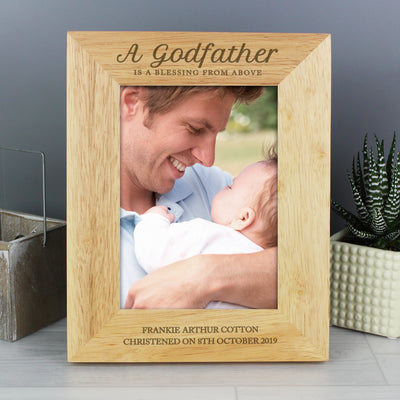 Personalised Godfather 5x7 Wooden Photo Frame Photo Frames, Albums and Guestbooks Everything Personal