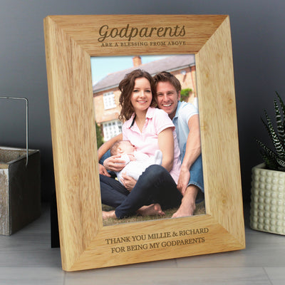 Personalised Godparents 5x7 Wooden Photo Frame Photo Frames, Albums and Guestbooks Everything Personal