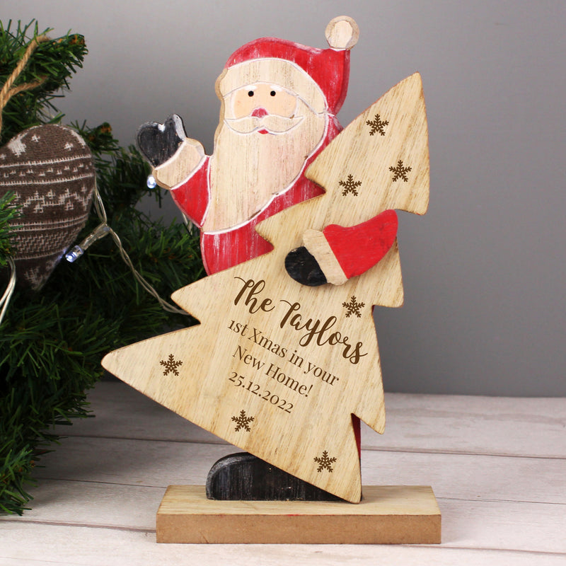 Personalised Snowflake Wooden Santa Decoration Christmas Decorations Everything Personal