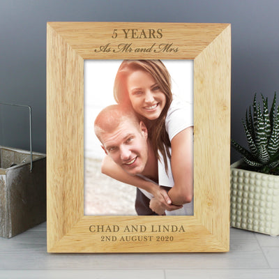 Personalised Anniversary 7x5 Wooden Photo Frame Photo Frames, Albums and Guestbooks Everything Personal