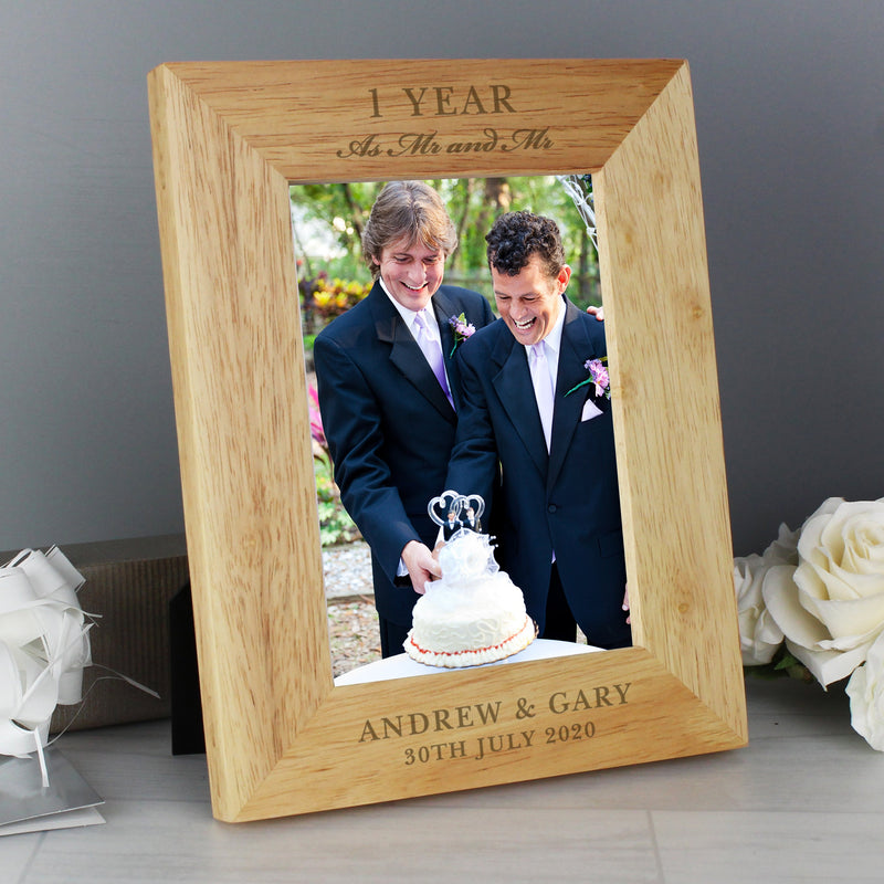 Personalised Anniversary 7x5 Wooden Photo Frame Photo Frames, Albums and Guestbooks Everything Personal