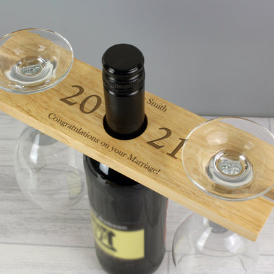 Personalised 'Year' Wine Glass & Bottle Holder Wooden Everything Personal