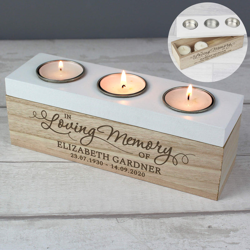 Personalised In Loving Memory Triple Tea Light Box Ornaments Everything Personal