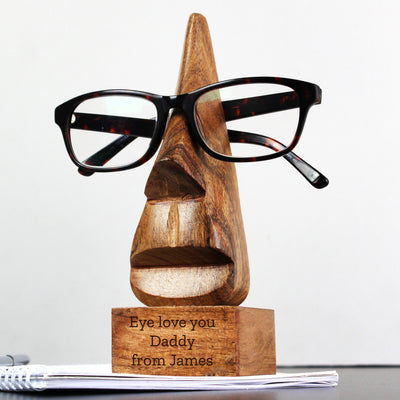 Personalised Wooden Nose-Shaped Glasses Holder Keepsakes Everything Personal