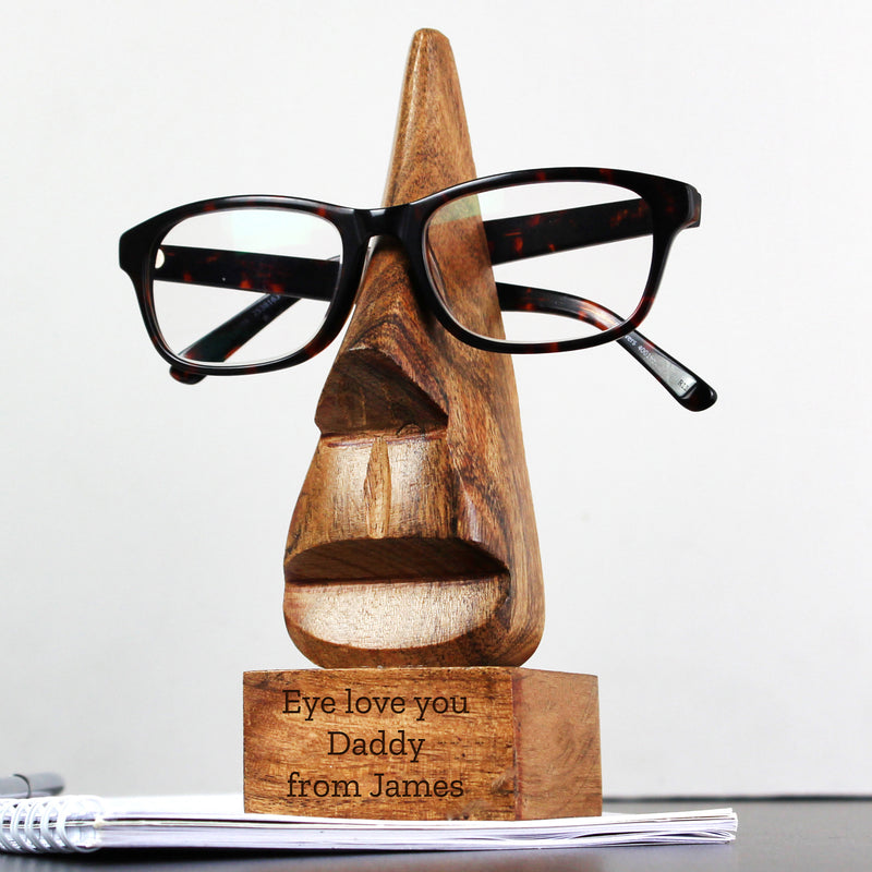 Personalised Wooden Nose-Shaped Glasses Holder Keepsakes Everything Personal