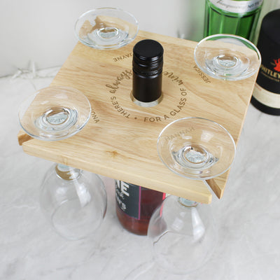 Personalised ...Time For a Glass of Wine Four Wine Glass Holder & Bottle Holder Glasses & Barware Everything Personal