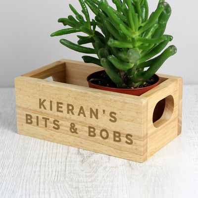 Personalised Bits & Bobs Mini Wooden Crate Wooden Everything Personal