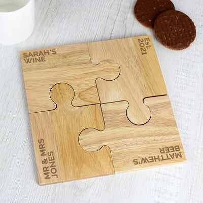 Personalised Jigsaw Coasters - Four Wooden Everything Personal