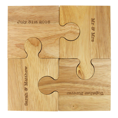 Personalised Jigsaw Coasters - Four Wooden Everything Personal