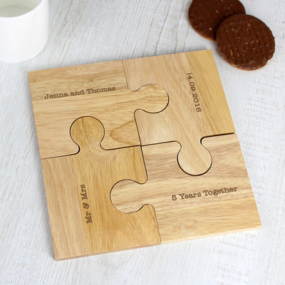 Personalised Jigsaw Coasters - Four Wooden Everything Personal