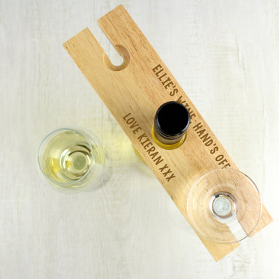 Personalised Wine Glass & Bottle Holder Wooden Everything Personal